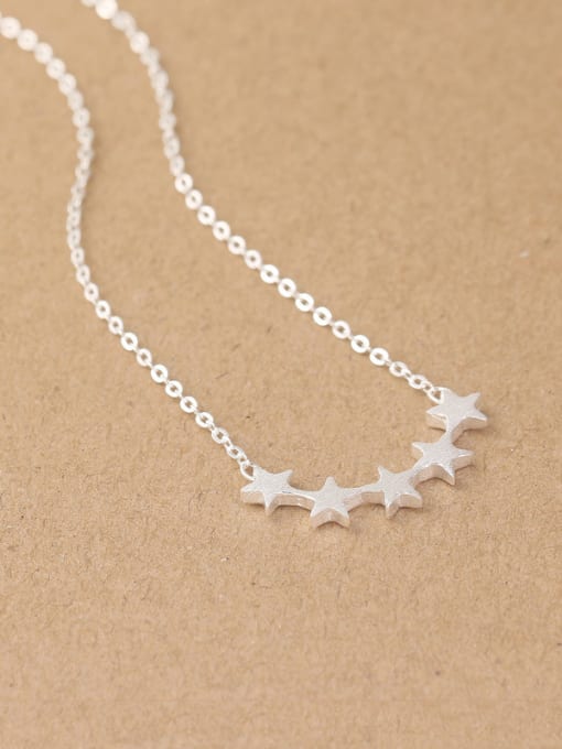 Peng Yuan Simple Five-pointed Stars Silver Necklace 0