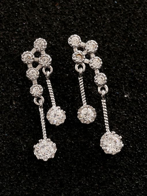 White Gold 925 Jewelry Silver  Anti-allergic Tassel drop earring