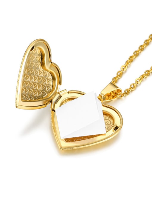 CONG Stainless Steel With Gold Plated Simplistic Heart Necklaces 4