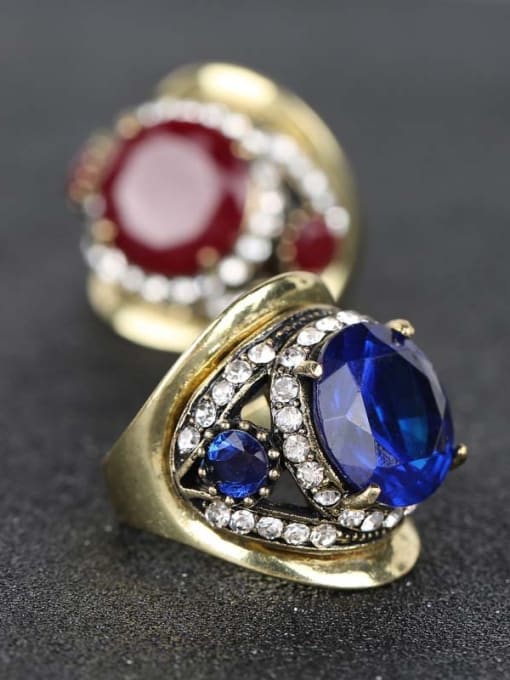 Gujin Exaggerated Retro style Resin Stones Alloy Ring 4