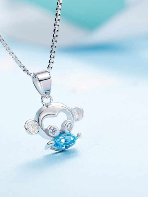 blue Blue Crystal Monkey-shaped Necklace
