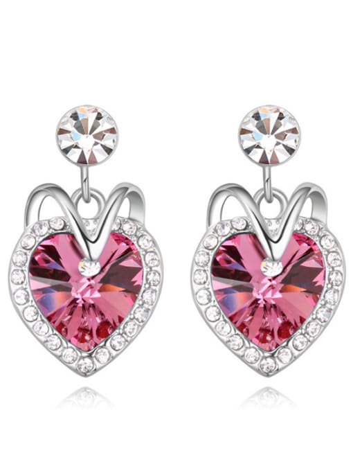 pink Fashion Heart austrian Crystals-covered Alloy Stud Earrings