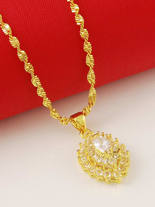 Yi Heng Da Exquisite 24K Gold Plated Geometric Shaped Rhinestone Necklace 2