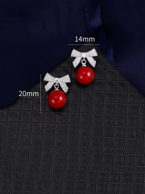 Mo Hai Copper With Platinum Plated Delicate Bowknot Stud Earrings 2