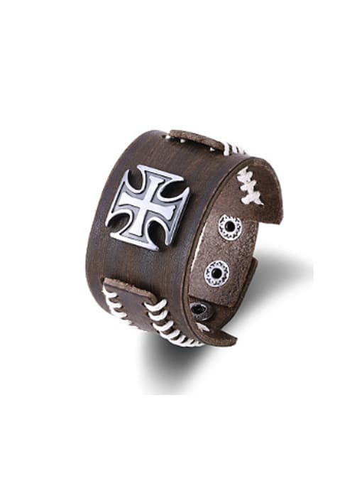 OUXI Personalized Cross Artificial Leather Bracelet 0
