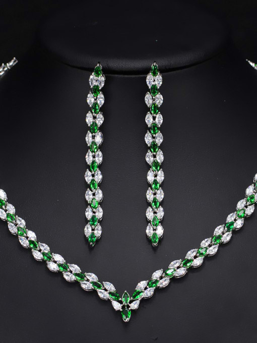 Green Luxury Personality Party Two Pieces Jewelry Set