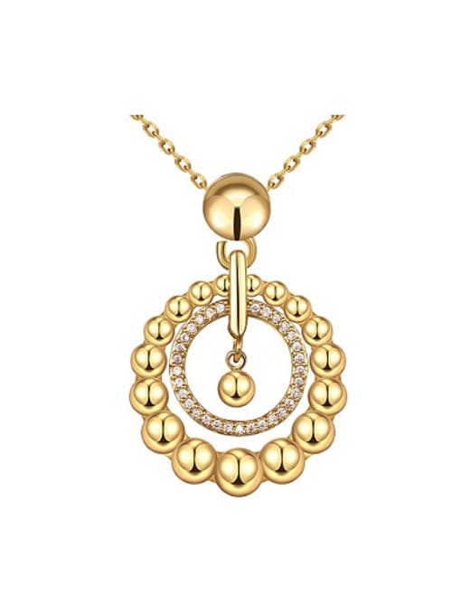 Gold Simple Round Copper Rhinestones Necklace