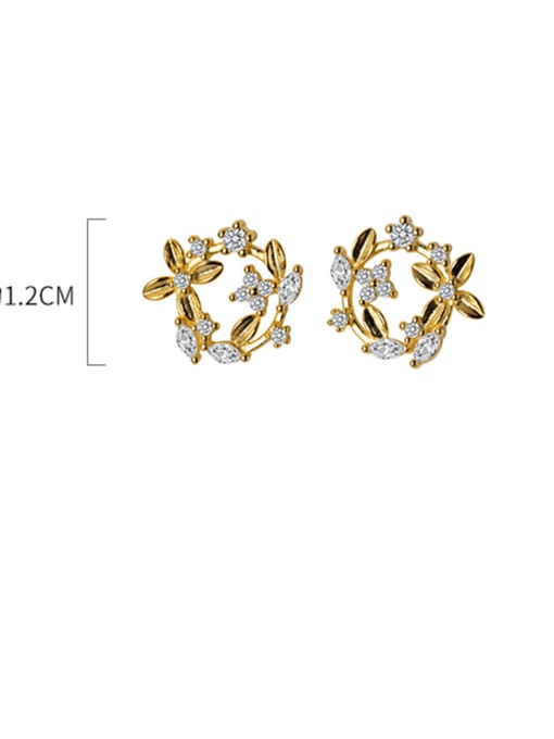 Rosh 925 Sterling Silver With Gold Plated Personality Flower Stud Earrings 3
