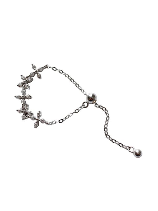 DAKA Personalized Tiny Cubic Zircon Flowery Silver Chain Ring 0