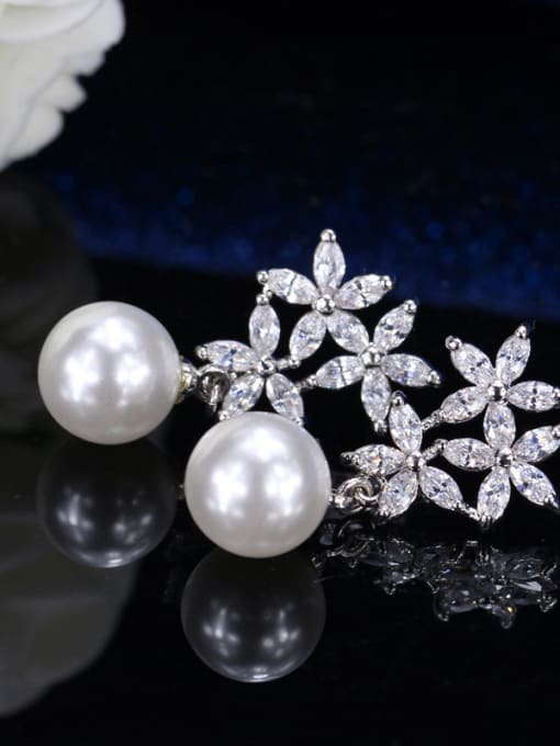 L.WIN Zircon Pearl Wedding Chandelier earring 1
