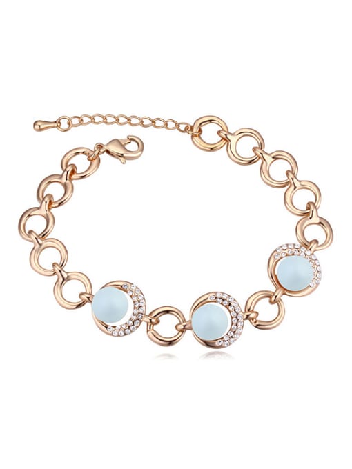 light blue Fashion Champagne Gold Plated Imitation Pearls Alloy Bracelet