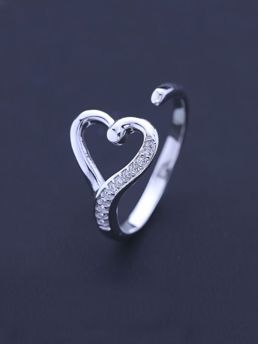 One Silver Women Elegant Heart Ring 0