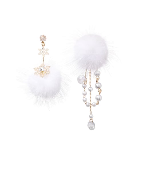 Girlhood Alloy With Gold Plated Fashion Plush Ball Drop Earrings