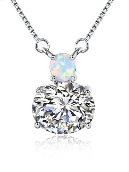 UNIENO AAA Zircons Opal Simple Style Women Necklace 0
