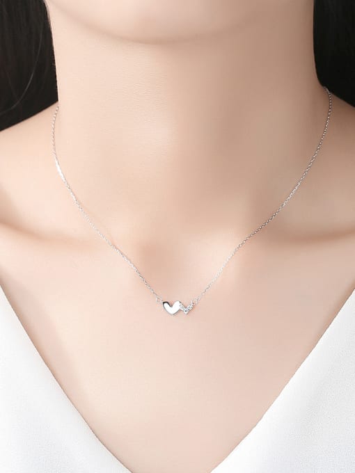 CCUI 925 Sterling Silver With Cubic Zirconia Cute Heart Locket Necklace 1
