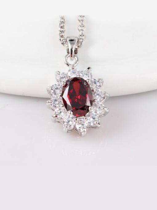 Qing Xing Pomegranate Red Zircon Pendant European and American Classic Necklace 0
