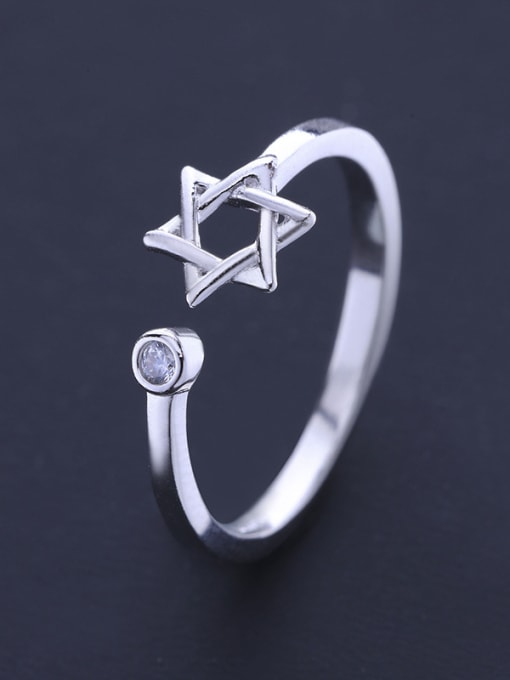 One Silver Simple Hollow Star 925 Silver Opening Ring 3