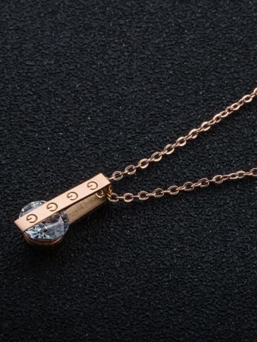 OUXI Women Temperament Rose Gold Titanium Steel Necklace 1