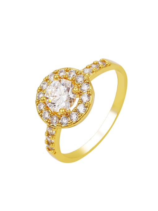 XP Copper Alloy 24K Gold Plated Creative Ethnic Zircon Women Engagement Ring