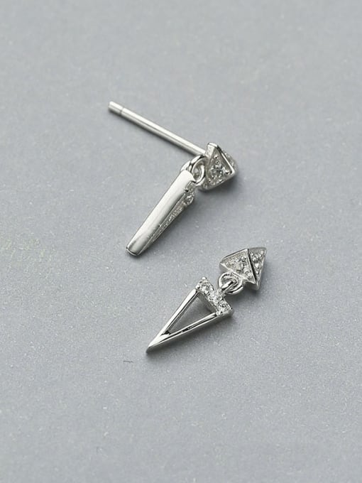 One Silver Tiny Triangle Cubic Zirconias 925 Silver Stud Earrrings 2