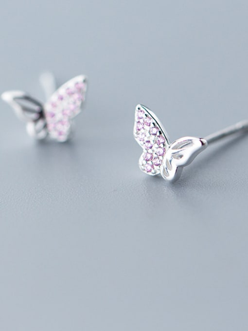 Rosh 925 Sterling Silver With Cubic Zirconia  Cute Butterfly Stud Earrings 1
