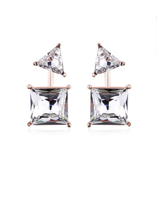 OUXI 18K Rose Gold AAA Zircon Anti-allergic stud Earring 0