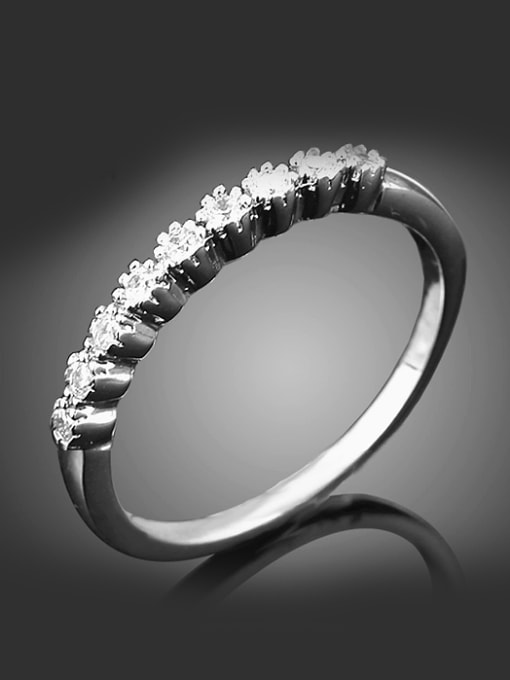 Wei Jia Simple Cubic Shiny Zirconias Platinum Plated Copper Ring 0