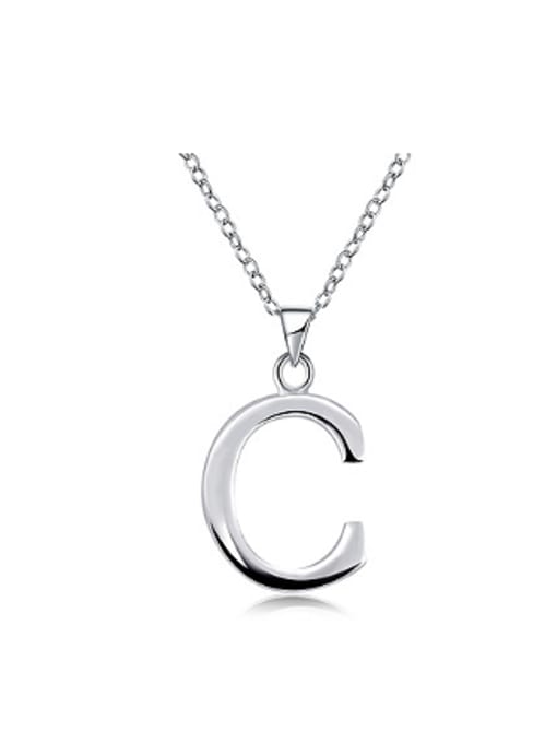 OUXI Simple Letter C Silver Plated Necklace