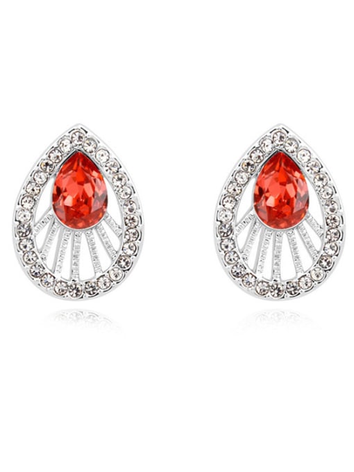 Red Fashion austrian Crystals Water Drop Alloy Stud Earrings