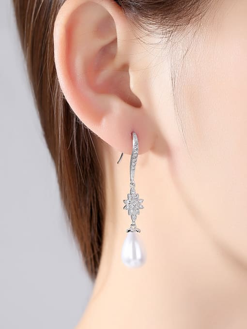 BLING SU Copper With White Gold Plated Delicate Water Drop Drop Earrings 1