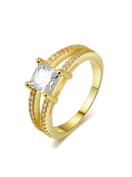 ZK Gold Plated Engagement Women Ring with Zircon 0