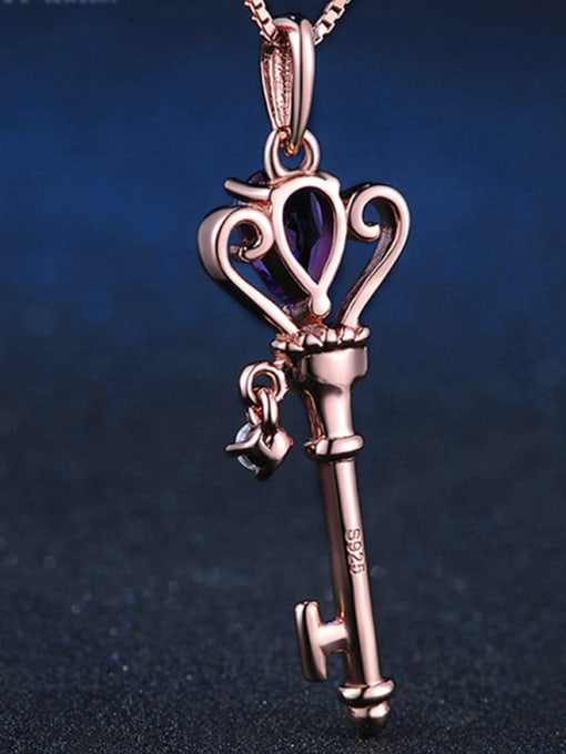 ZK Crown Key-shape Noble Rose Gold Plated Pendant 2