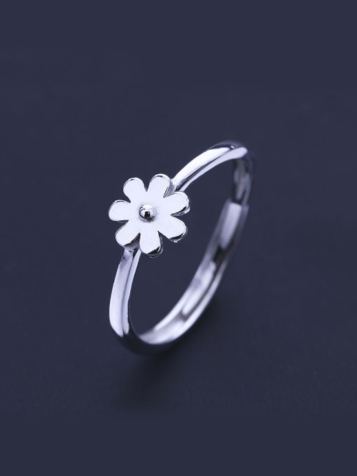 One Silver Women Elegant 925 Silver Flower Ring 2