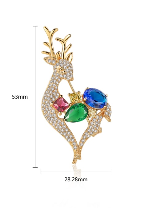 BLING SU Copper inlaid AAA zircon colored fawn Brooch 4