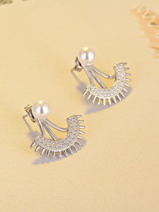 AI Fei Er Personalized Imitation Pearl Tiny Zirconias Stud Earrings 2