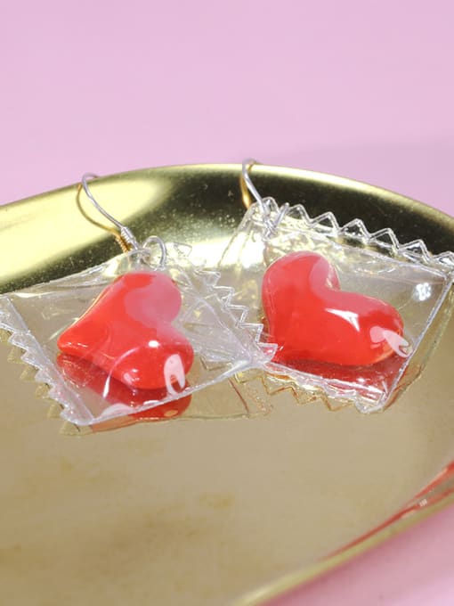 Peng Yuan Personalized Red Heart 925 Silver Earrings 1