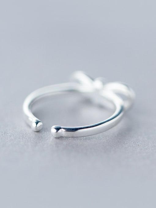 Rosh Elegant Bowknot Shaped S925 Silver Open Design Ring 1