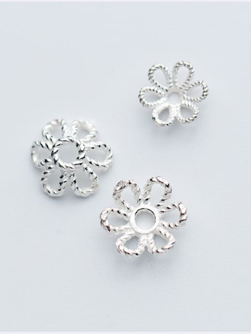 FAN 925 Sterling Silver With Silver Plated Fashion Flower Bead Caps 1