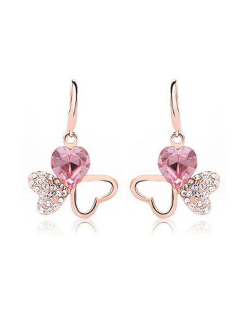 pink Fashion Heart shaped Austria Crystal Earrings