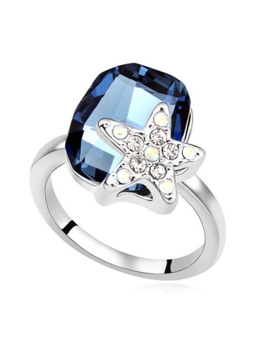 royal blue Fashion austrian Crystal Starfish Alloy Ring