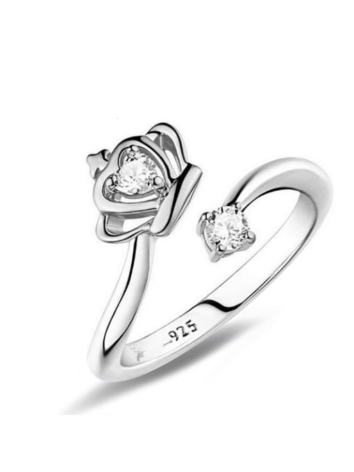 Ya Heng Crown-shape Simple Noble Opening Ring 1