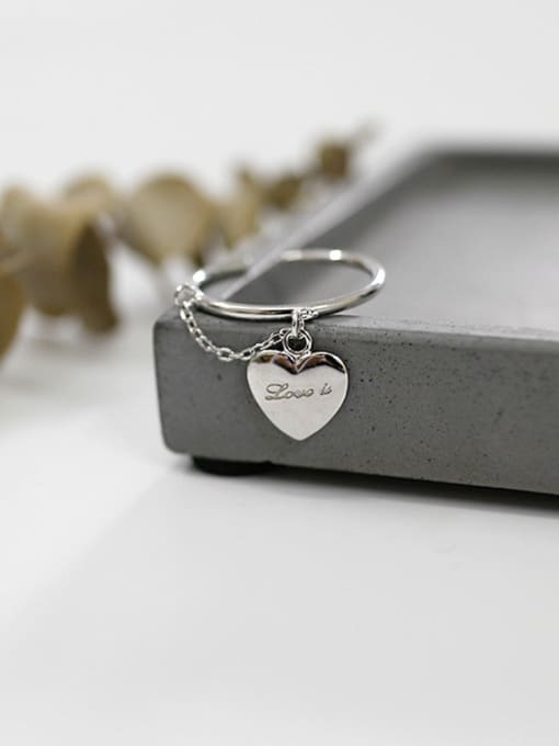 DAKA Personalized Heart Short Chain Silver Opening Ring 2