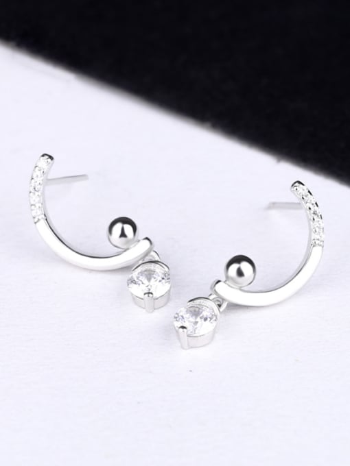 Peng Yuan Fashion Moon shaped Zircon Earrings 2