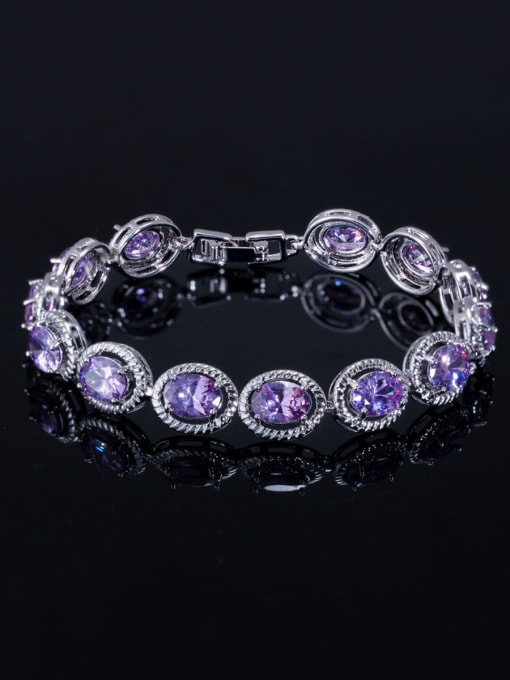 Violet Copper With Cubic Zirconia  Luxury Oval Bracelets