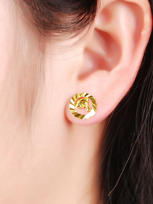 Yi Heng Da Lovely Dolphin Shaped 24K Gold Plated Stud Earrings 1