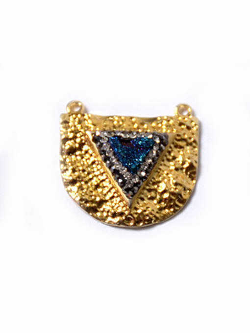 Blue Personalized Triangle Natural Crystal Gold Plated Pendant