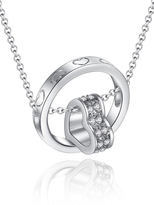 RANSSI Fashion Heart Ring Cubic Zirconias Alloy Necklace