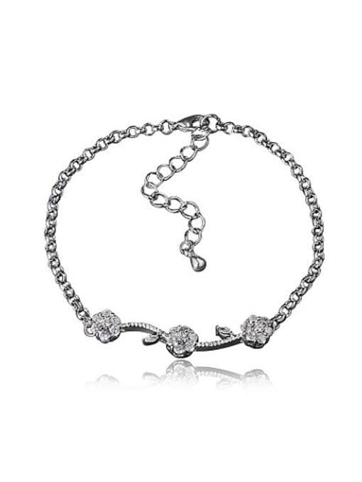 SANTIAGO Creative 18K White Gold Plum Blossom Zircon Bracelet 0