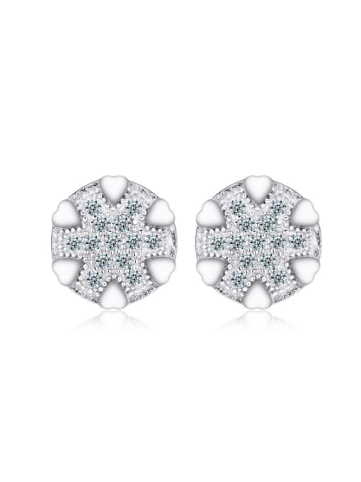 kwan Hexagonal-shape Micro Pave Zircons Stud Earrings
