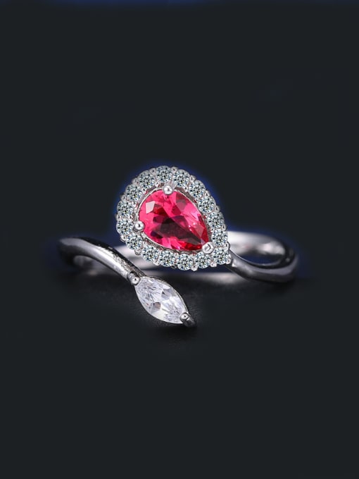 red 8# 2018 Color Zircon Opening Cocktail Ring